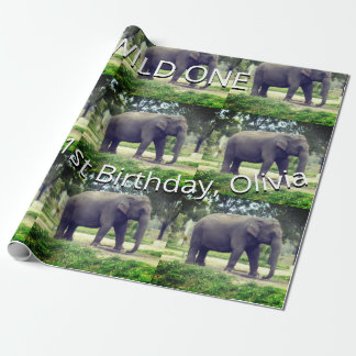 Elephant Wild One Birthday Pattern Art ラッピングペーパー