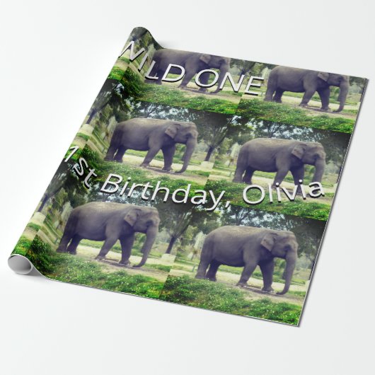 Elephant Wild One Birthday Pattern Art ラッピングペーパー (アンロールド)