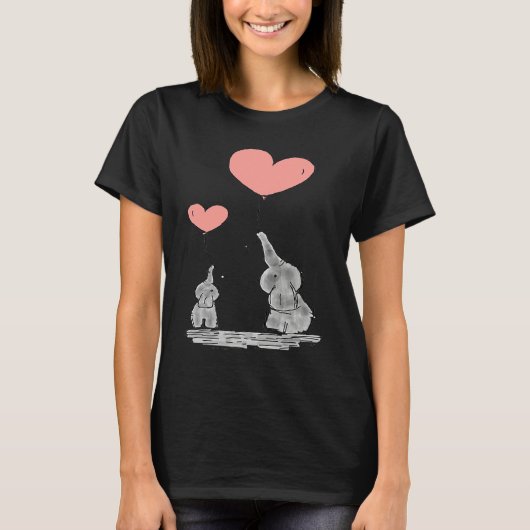 Elephant  with Balloon Heart Unisex Tシャツ (正面)