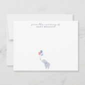 Elephant with Balloons Pink nursery note card 案内状 (正面)