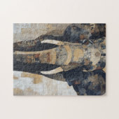 Elephant with Benin designs on body ジグソーパズル (横)