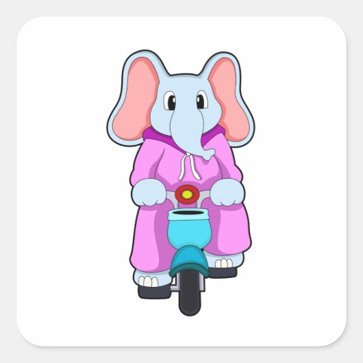 Elephant with Bicycle スクエアシール (正面)