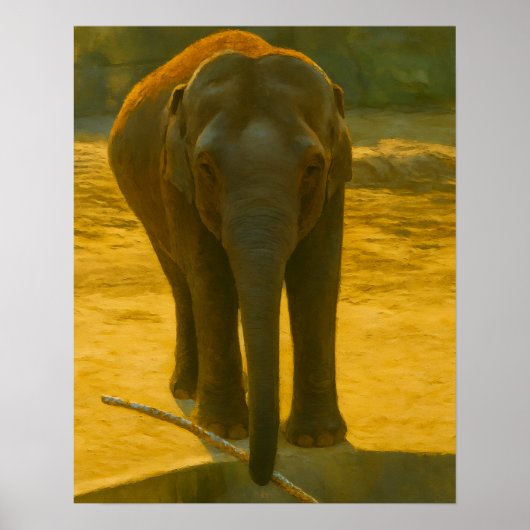 Elephant with Branch at Water’s Edge ポスター (正面)