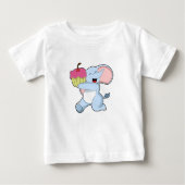 Elephant with Cake ベビーTシャツ (正面)