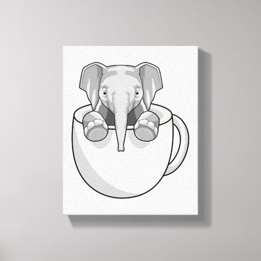 Elephant with Cup キャンバスプリント (正面)