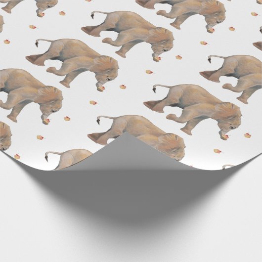Elephant with cupcakes XL gift wrap ラッピングペーパー (角)