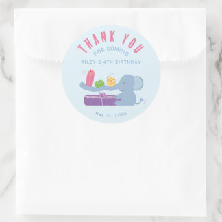 Elephant with Gifts Thank You ラウンドシール