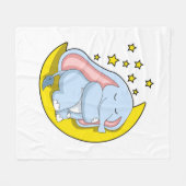 Elephant with Moon and Stars フリースブランケット (正面(横))