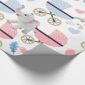Elephant Wrapping Paper Baby Stroller Pink & Blue  ラッピングペーパー (角)