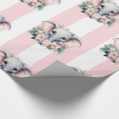 Elephant Wrapping Paper Pink & White Stripe  ラッピングペーパー (角)