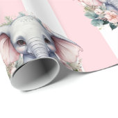 Elephant Wrapping Paper Pink & White Stripe  ラッピングペーパー (ロールコーナー)