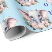 Elephant Wrapping Paper Pink & White Stripe  ラッピングペーパー (ロールコーナー)