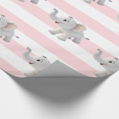 Elephant Wrapping Paper Pink & White Stripe  ラッピングペーパー (角)