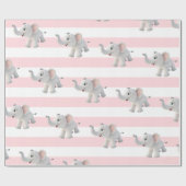Elephant Wrapping Paper Pink & White Stripe  ラッピングペーパー (フラット)