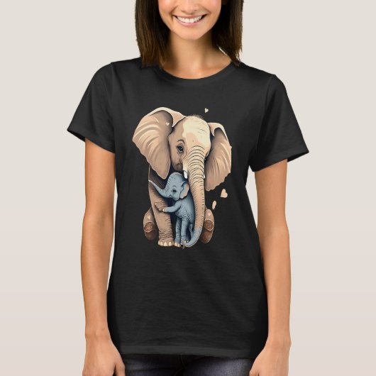 Elephant Zookeeper Elephant Mom Hugging A Child El Tシャツ (正面)