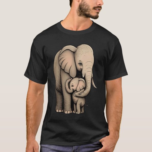 Elephant Zookeeper Elephant Mom Hugging A Child El Tシャツ (正面)