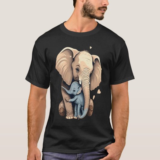 Elephant Zookeeper Elephant Mom Hugging A Child El Tシャツ (正面)