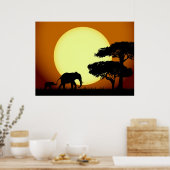 Elephants at sunset poster ポスター (キッチン)