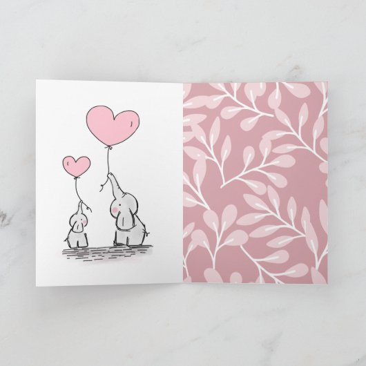 elephants cute birthday wishes カード (内部)