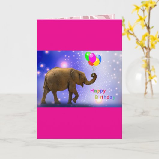 elephants cute birthday wishes カード (黄色い花)