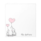 Elephants cute mother baby child name ノートパッド (正面)