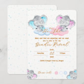 Elephant's Gender Reveal Invitation 招待状 (正面/裏面)