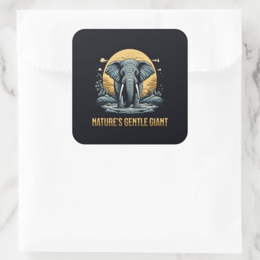 Elephants Nature's Gentle Giant スクエアシール (バッグ)