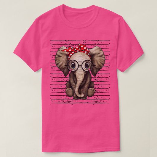Elephants with bandana headband and glasses  tシャツ (デザイン正面)