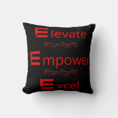 Elevate Empower Excel  モチベーションを高める赤と黒のデザイン クッション (正面)