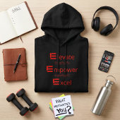 Elevate Empower Excel - 大胆な赤のエンパワーメント パーカ