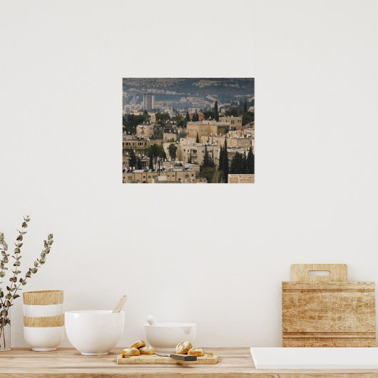 Elevated city view from Jerusalem YMCA tower ポスター (キッチン)