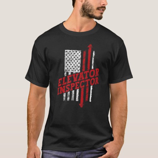 Elevator Inspector Technician US American Flag Dis Tシャツ (正面)