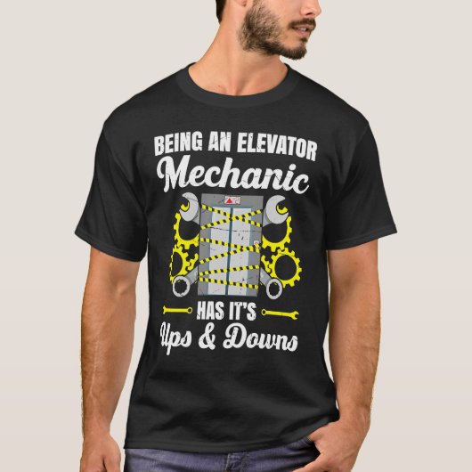 Elevator Mechanic Elevator Technician Repairmen Ma Tシャツ (正面)
