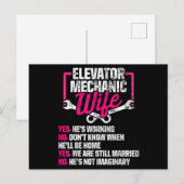 Elevator Mechanic Maintenance Wife Technician ポストカード (正面/裏面)
