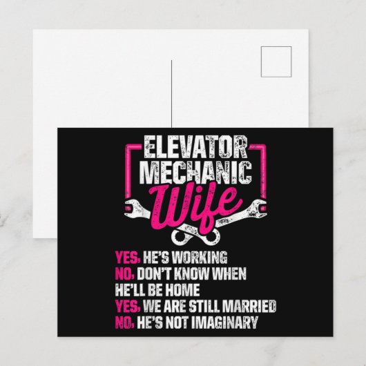 Elevator Mechanic Maintenance Wife Technician ポストカード (正面/裏面)