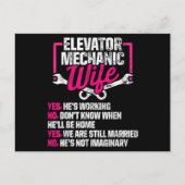 Elevator Mechanic Maintenance Wife Technician ポストカード (正面)