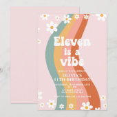 Eleven is a Vibe グルービーレインボー11歳の誕生日 招待状 (正面/裏面)