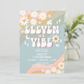 ELEVEN is a Vibe デイジーヒッピー70年代レトロ誕生日 招待状 (スタンド正面)