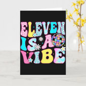 Eleven Is A Vibe 11 Years Old Groovy Disco 11th Bi カード (黄色い花)