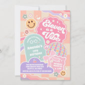 Eleven Is A Vibe Cloud Rainbow Disco 11th Birthday 招待状 (正面)