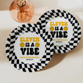 Eleven Is A Vibe Retro 11th Birthday Party ペーパープレート