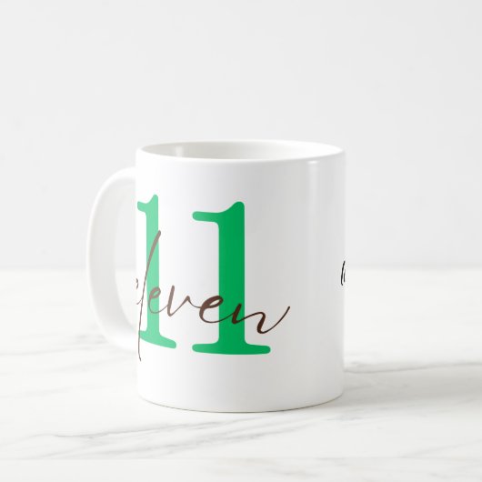 Eleventh 11 Year Anniversary with Personalization コーヒーマグカップ (正面左)