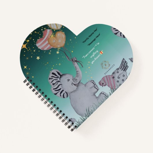 'Eleze' - Elephant Boganhues Print Spiral Notebook ノートブック (正面)