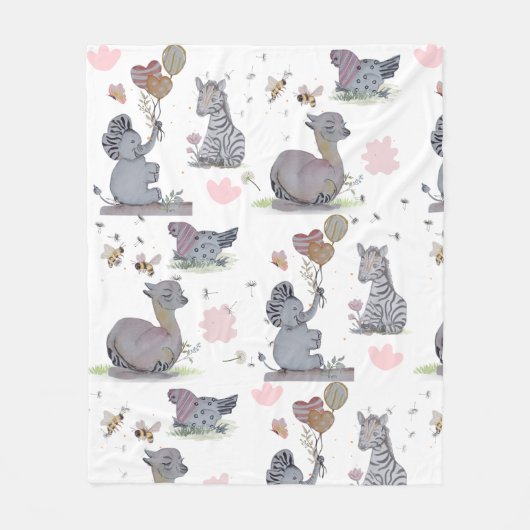 "Eleze Elephant & Polka Hen" Boganhues Blanket フリースブランケット (正面)