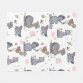 "Eleze Elephant & Polka Hen" Boganhues Blanket フリースブランケット (正面(横))