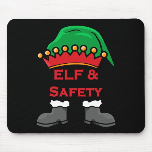 Elf And Safety, Funny Health &amp; Safety Elf Long マウスパッド (正面)