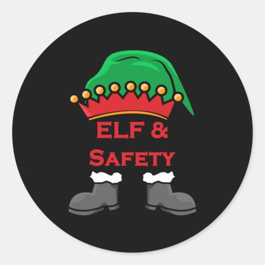 Elf And Safety, Funny Health &amp; Safety Elf Long ラウンドシール (正面)