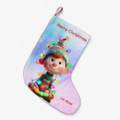 Elf Arrival Christmas Stocking | North Pole Magic スモールクリスマスストッキング (正面 (吊り時))