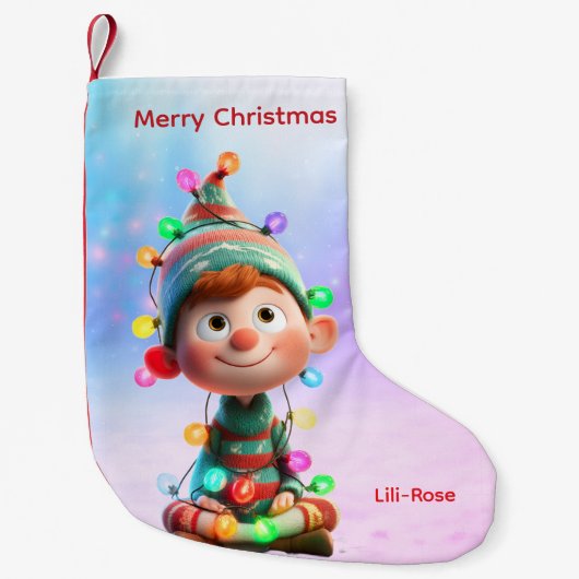 Elf Arrival Christmas Stocking | North Pole Magic スモールクリスマスストッキング (正面)