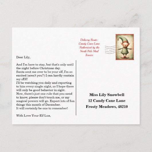 Elf Arrival Letter | North Pole Welcome Message ポストカード (正面)